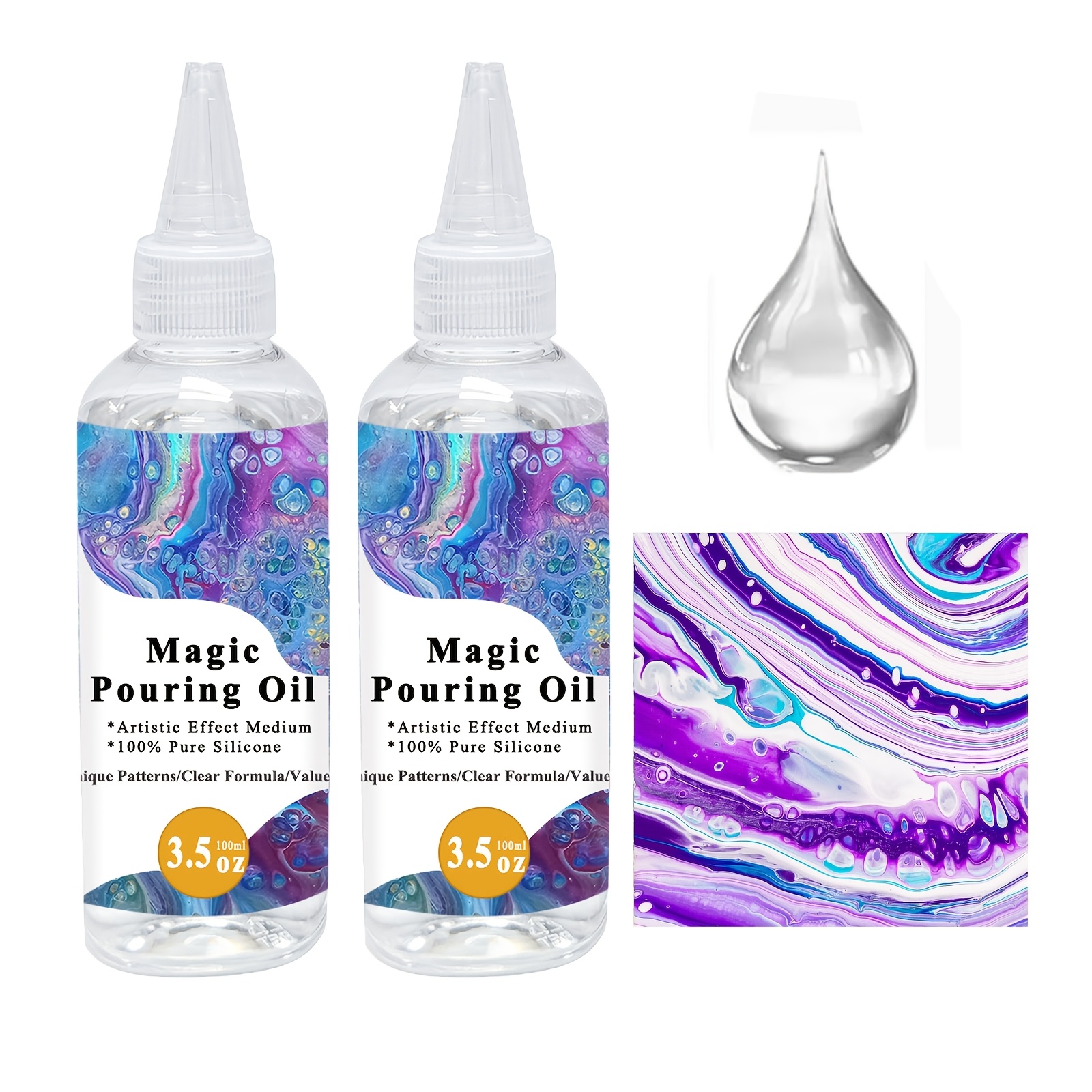 Image of 1pc/2pcs Pouring Painting Oil For Painting Creation Non Toxic 100ml/bottle Oil Fluid Pigment Medium Perfect For All Acrylic Painting Watercolor Crafts Acrylic Pouring Oil