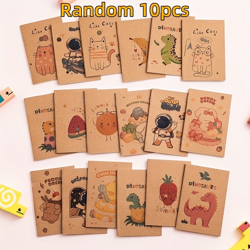 TEMU 10-pack Mini Cartoon Notebooks, Portable Paper Journals, Ideal School Gift, Small Prize Notebooks For Students