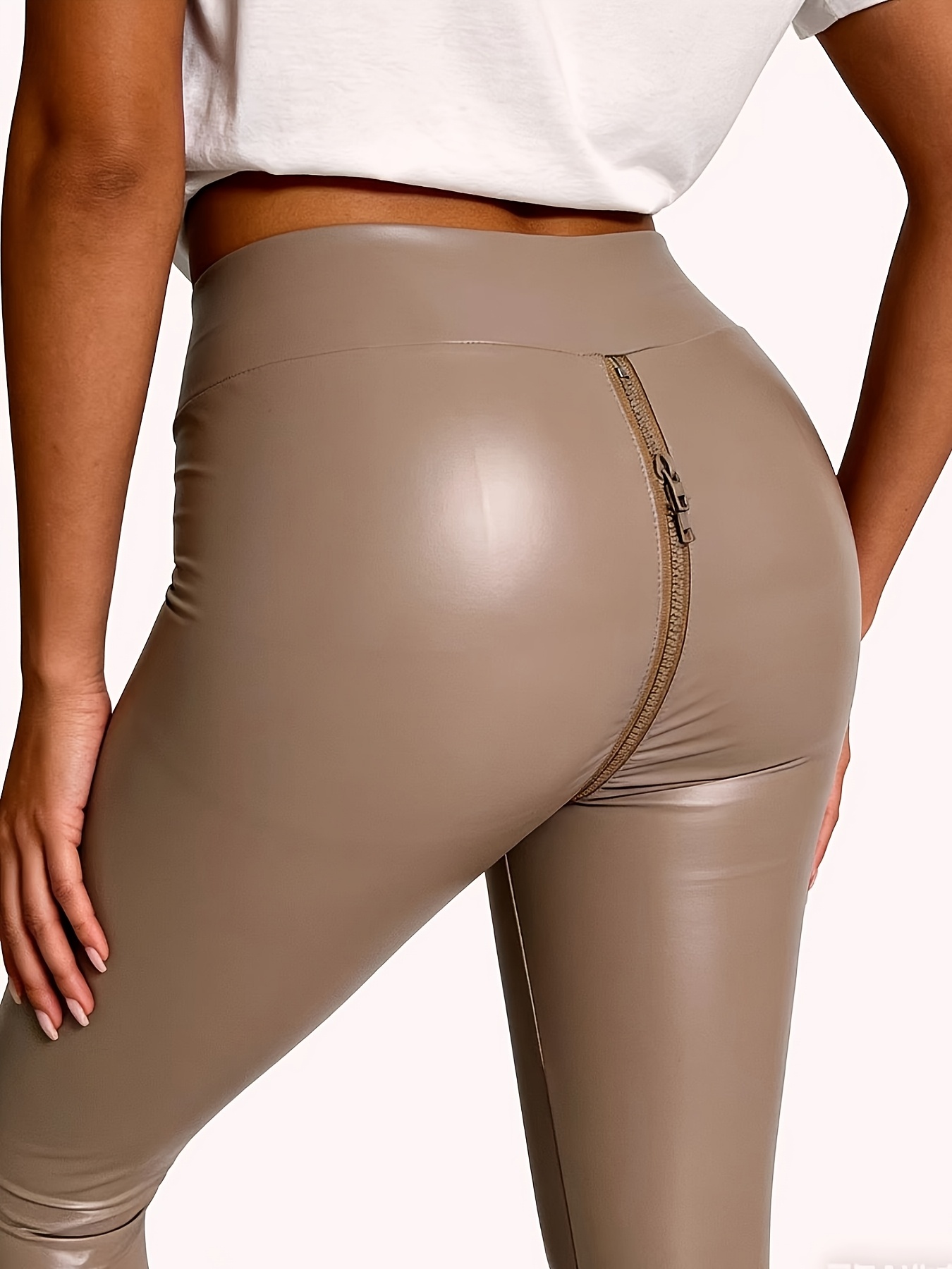 plus size plus size 2025 womens plus size pants glossy stretch leggings full coverage zipper