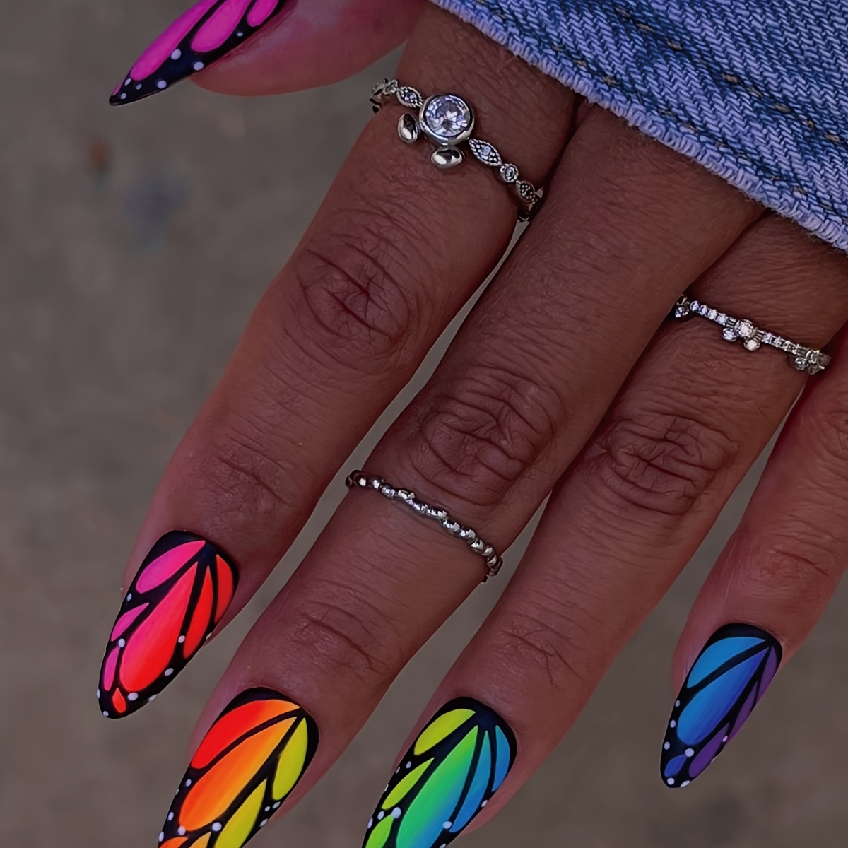 2025 Model Colorful Wing Summer Nail Art