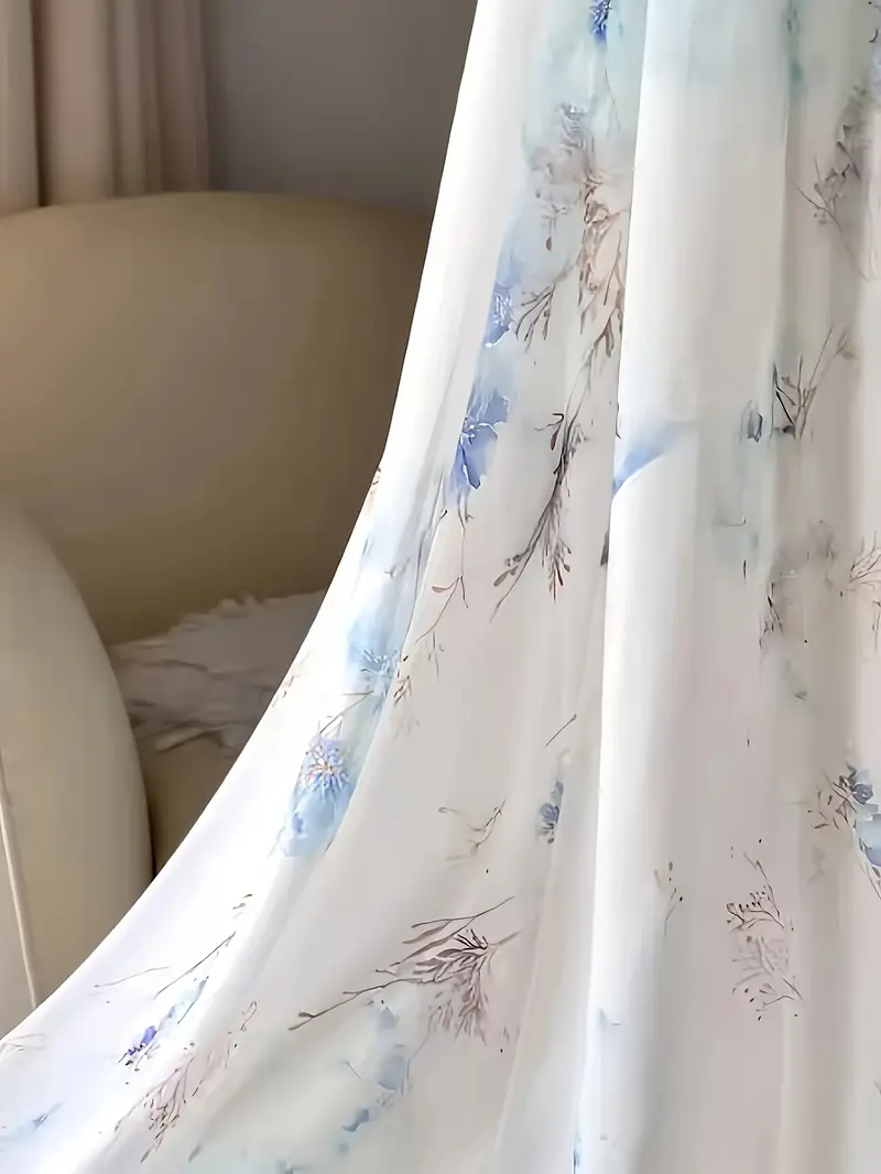 womens bohemian floral print v neck long sleeve dress lightweight a line flowy maxi with puff sleeves machine washable soft fabric for spring summer fall casual formal events elegant style Product details 1