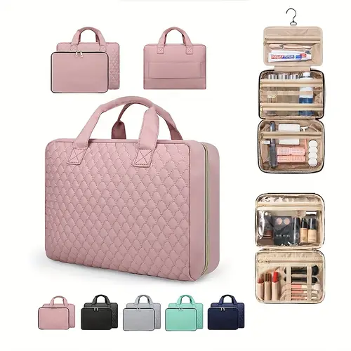 2 psc bag of free disassembly combination large travel toiletry bag with makeup bag dry wet travel organizer with hanging hook for full sized containers shampoo accessories toiletries