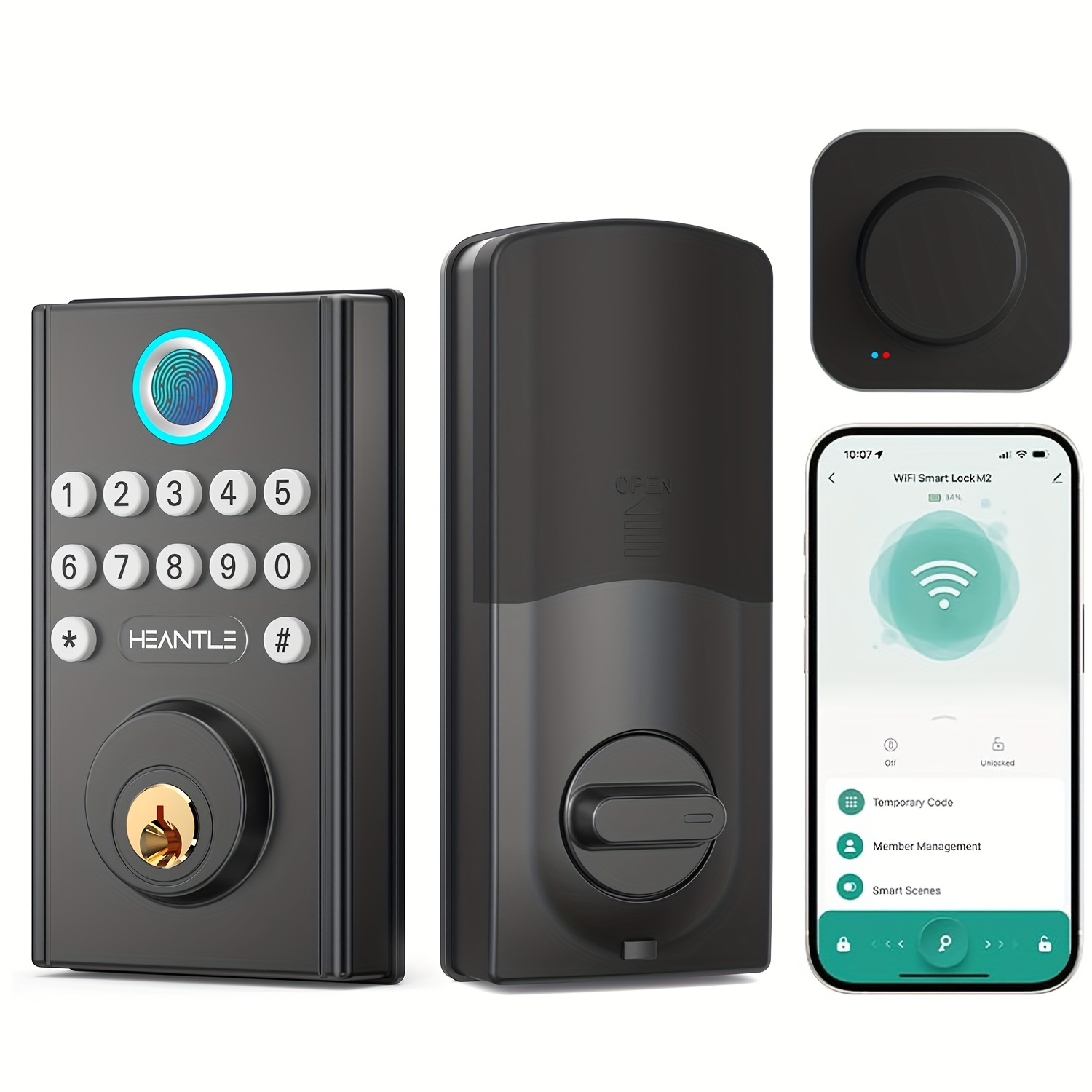 TEMU Wifi For Front Door Fingerprint Keyless Entry Door Lock Electronic Digital Keypad Deadbolt Bluetooth Control For Home Office Hotel