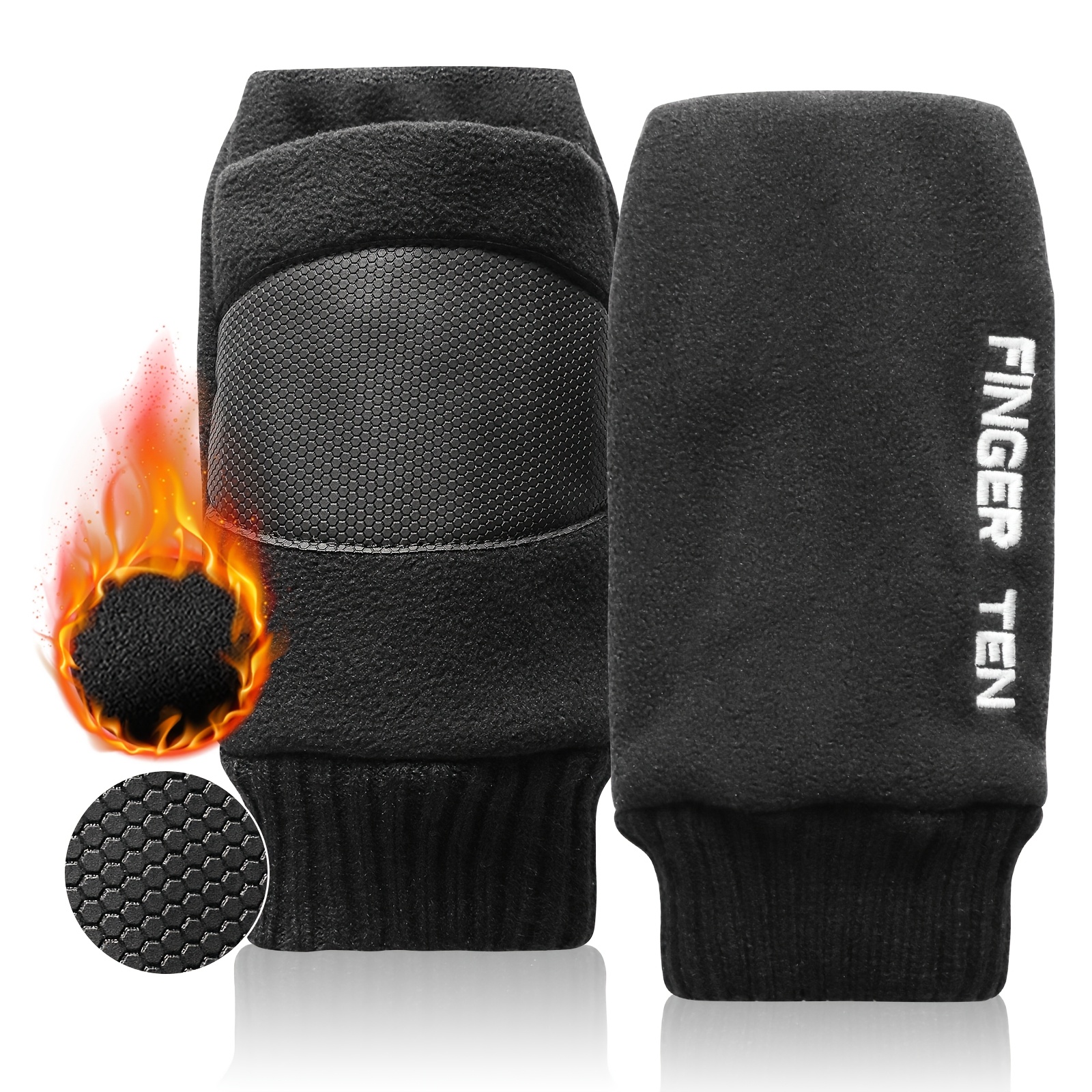 TEMU Gants de 'hiver à poignées améliorées, 1 paire pour gauche et droite, mitaines douces et chaudes avec poignet flexible pour une coupe