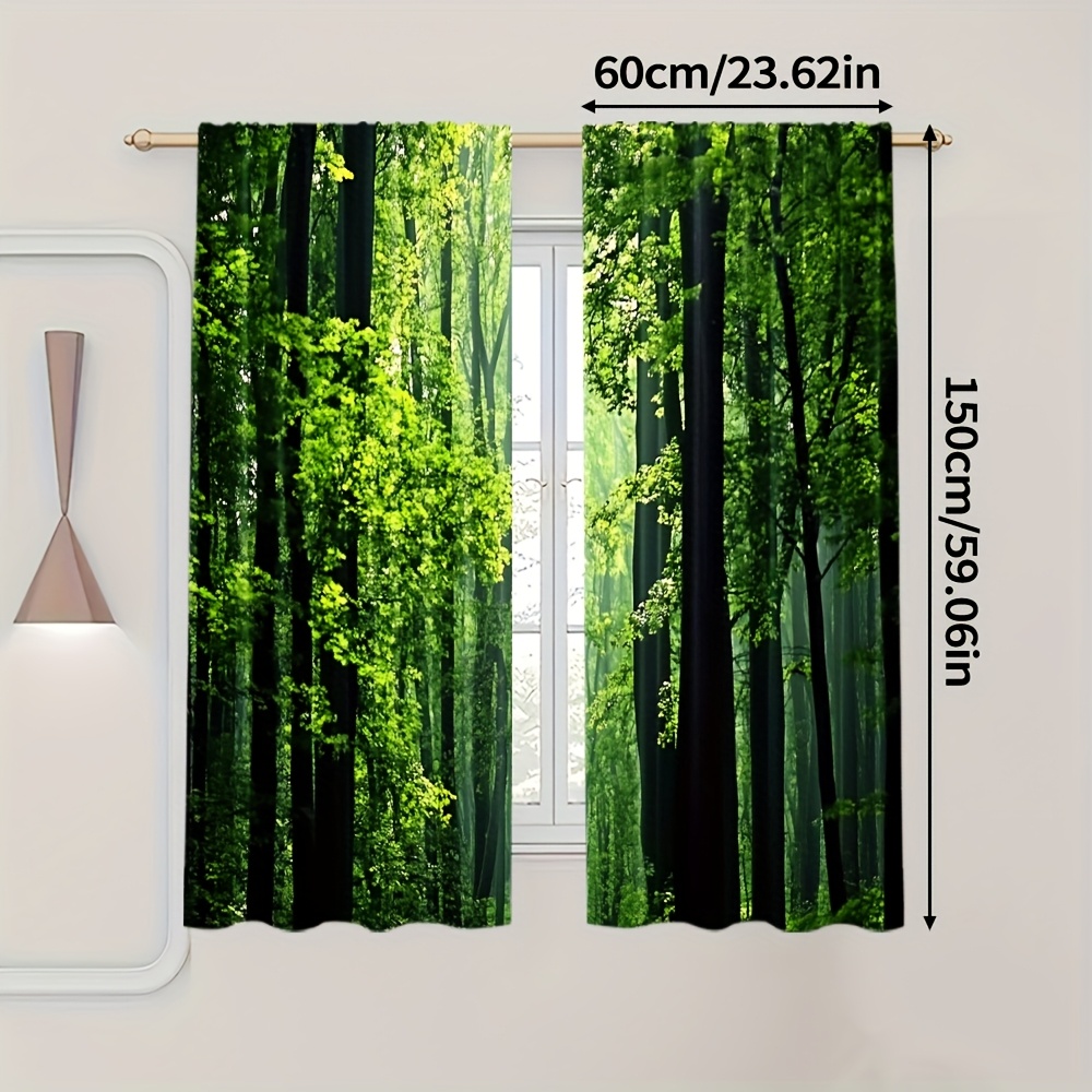 TEMU 2pcs, Curtains Jungle Branches Machine Washable (without Rod,no Movement, No Battery) Decorations Outdoor Bedroom & Living Room Decor