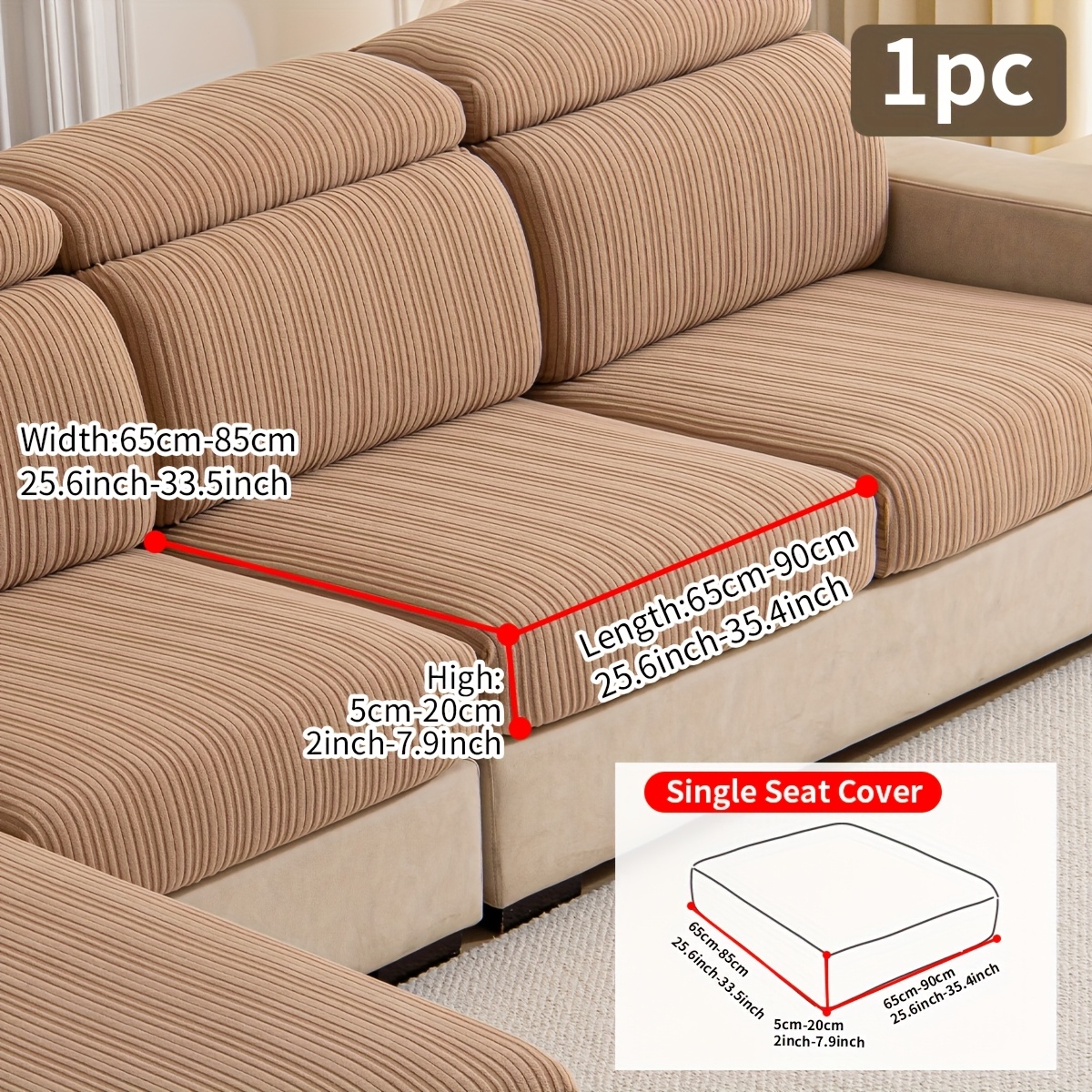 TEMU 1 Copridivano Elastico a Righe, Coprisedili Separati in Pile, Copricuscini per , per l'Arredamento , agli Animali Domestici