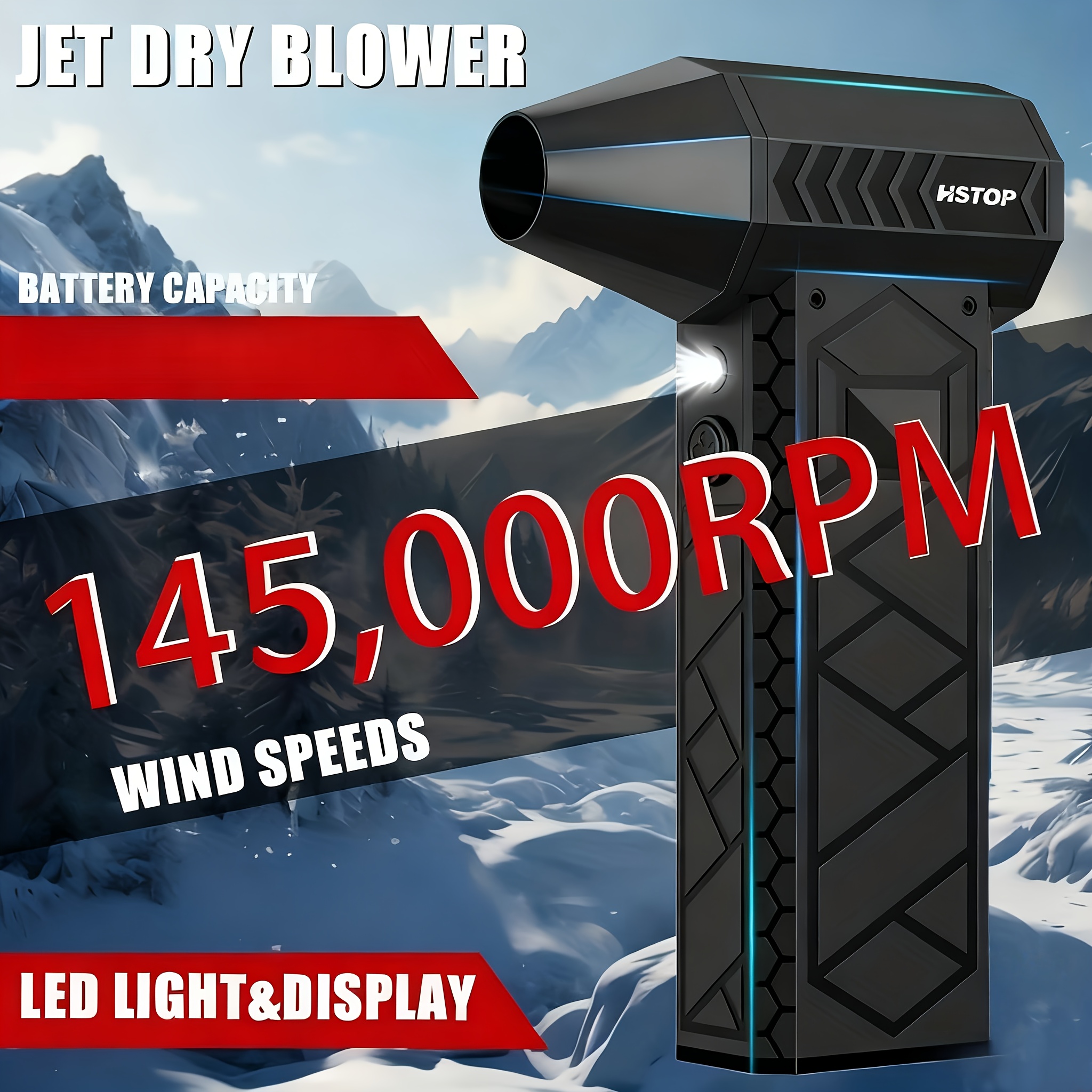 TEMU Jet Fan Dust Remover Speed Adjustable Cordless Hair Dryer, Type-c Fast Charging Portable Model, Suitable For Car And Dust Removal Duster Car Air
