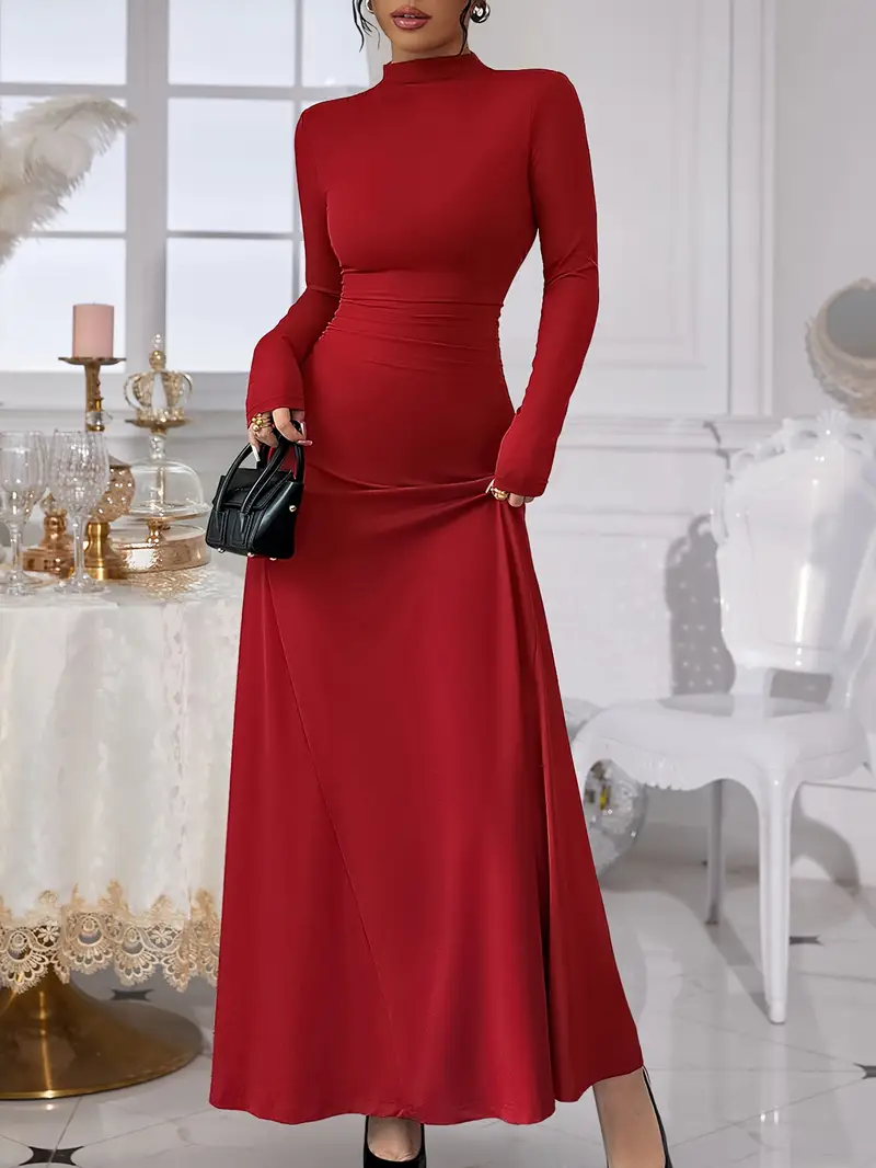 winter autumn dress big Plus Size Women's Autumn Winter Dresses Casual Solid Color O-Neck Long Sleeve Maxi Dress 5XL Big Sizes Women's Rib Knitted Dress