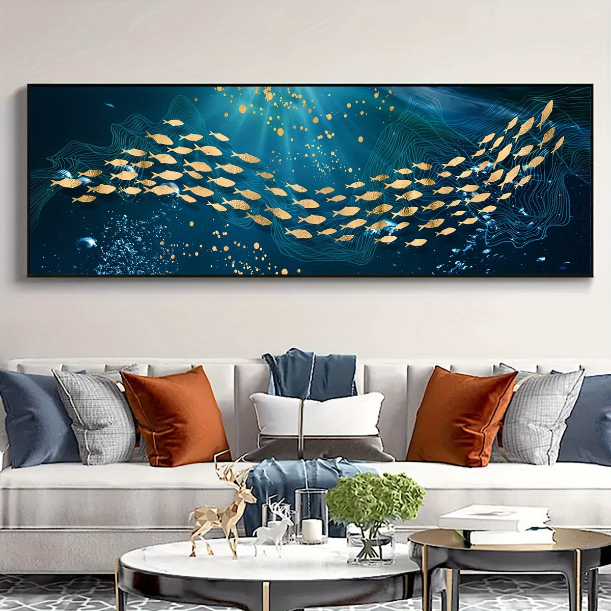 

1pc Unframed Canvas Poster, Modern Art, Seabed Goldfish Wall Art, For Bedroom Living Room Corridor, Wall Art, Wall Decor, Winter Decor, Room Decoration