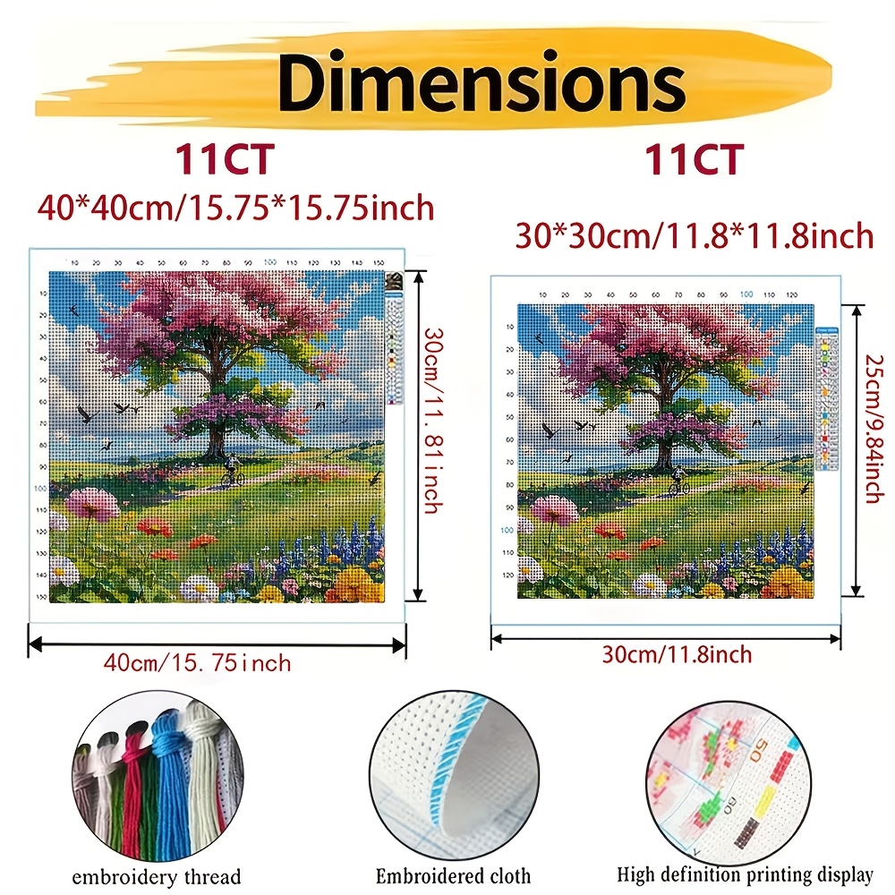 Stitch Print Set, Frameless, Riding Under The Tree of Flowers Pattern