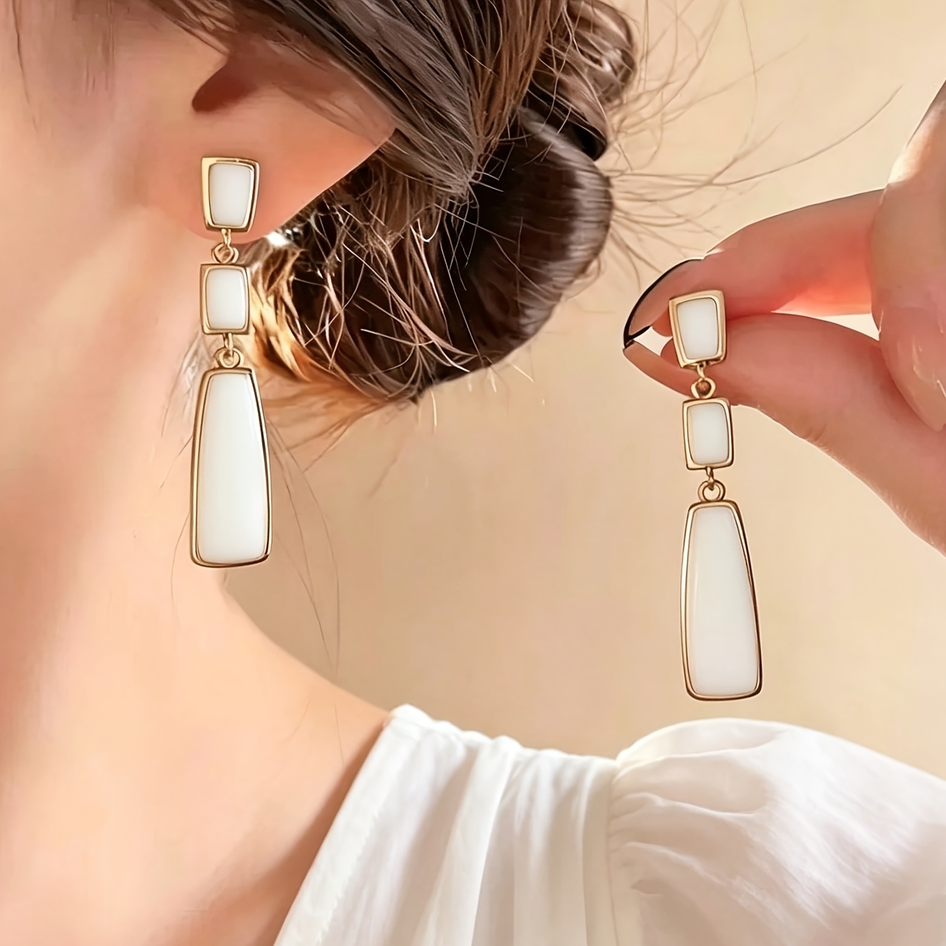 5 Pairs Elegant Irregular Oval Geometric Drop Earrings Set