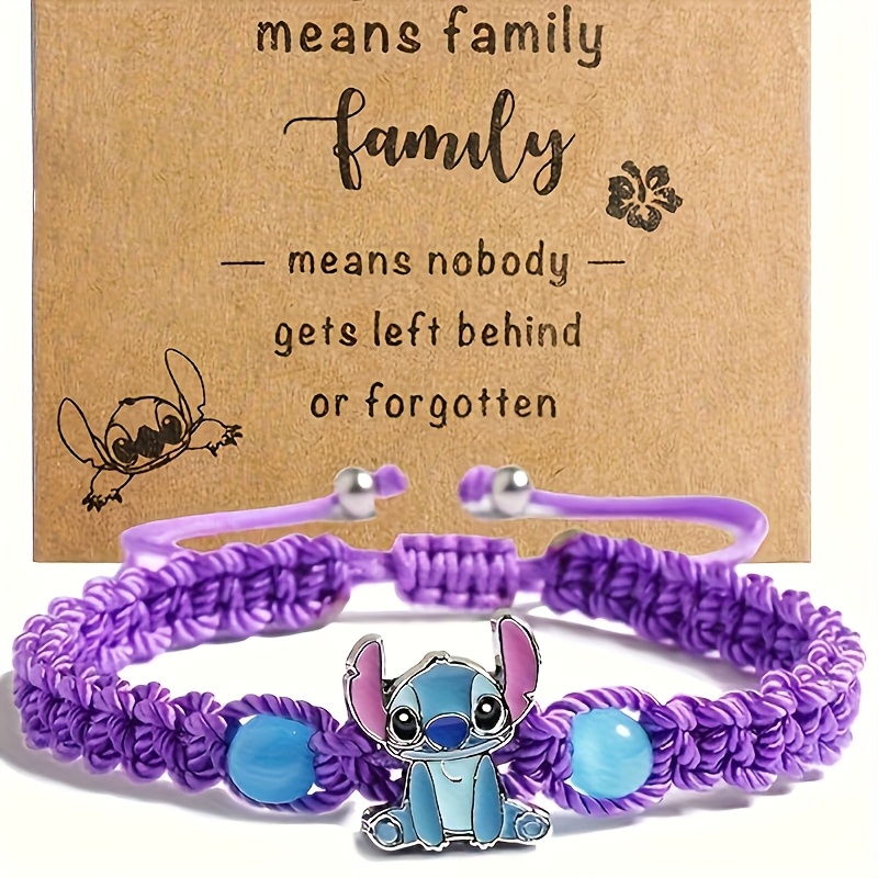 Disney'S Stitch Braided Bracelet with December Birthstone