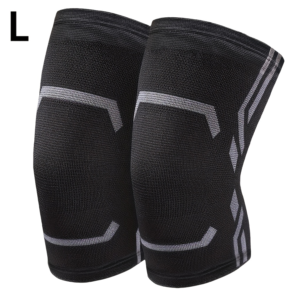 TEMU 2pcs Black Knee Pads - Breathable Elastic Compression Sleeves, Comfortable Knee Support For Daily Use
