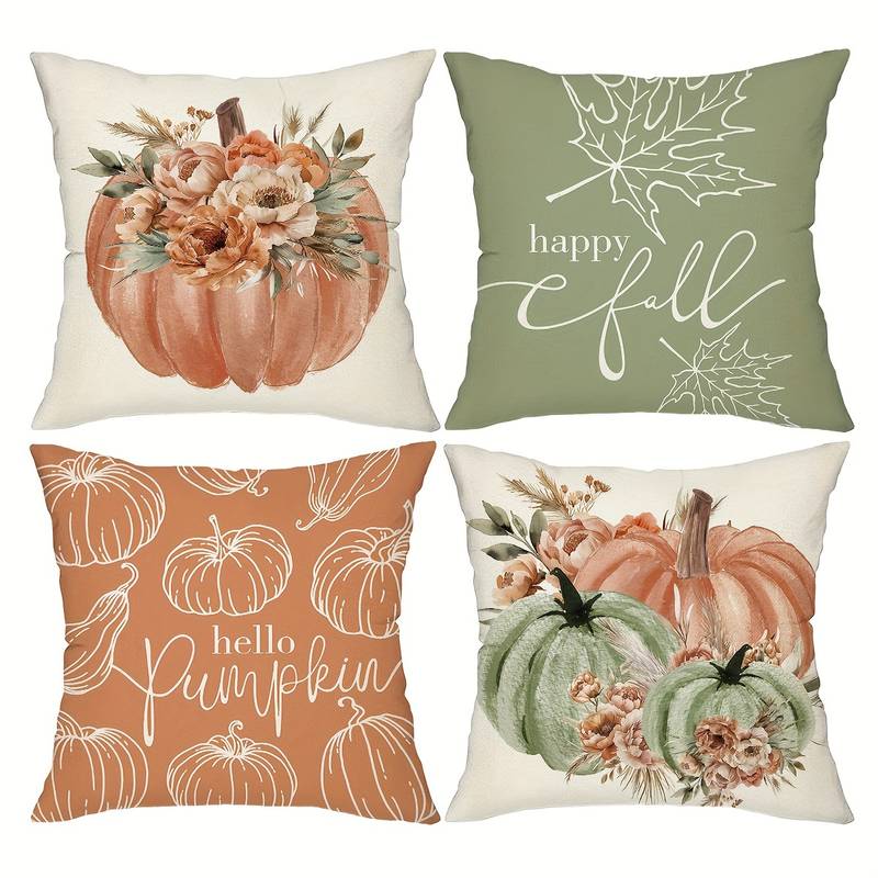 Baroncover Federa Per Cuscino 30x50 Cm Con Scritta 'Happy Thanksgiving Day' E Zucca - Autunno