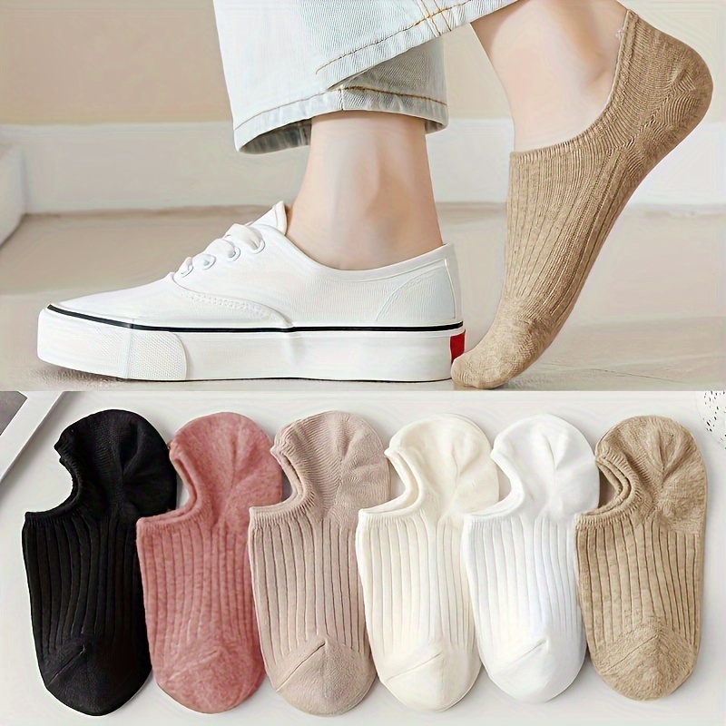 

6 Pairs Of Women's Socks, Plain Low-, Simple And Comfortable Invisible Socks, Women's Long Socks And Socks