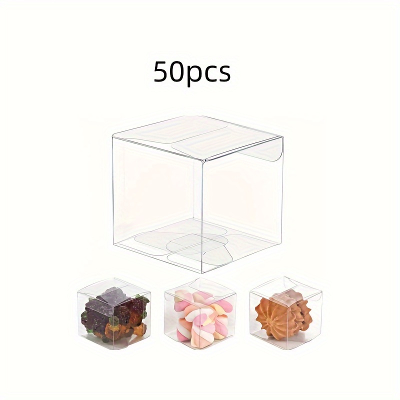 

50pcs Clear Mini Gift Boxes 2x2x2 Inches, Macaron Candy Party Favor Boxes, Small Business Supplies, Packaging Boxes, Wedding Decor, Wedding Favor Boxes - Other Material