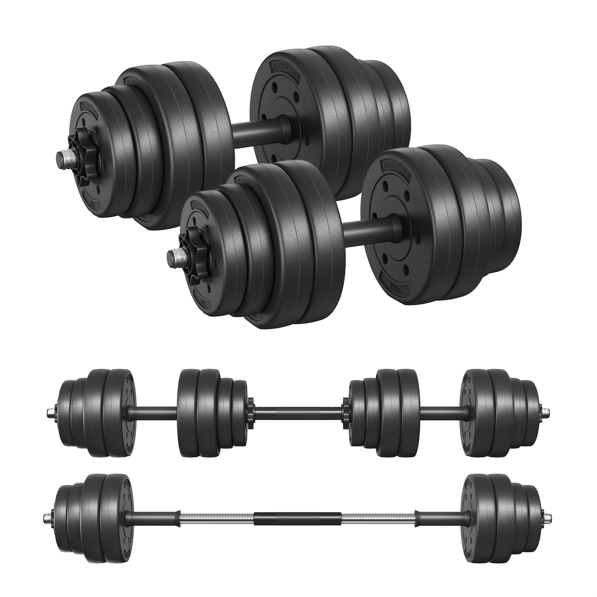 Dumbbell Set, Adjustable Plastic Dumbbell Set With Steel Connecting Pipe, 20kg, 30kg Dumbbell Set 1 Pair, Fitness Dumbbells For Home Workout Training