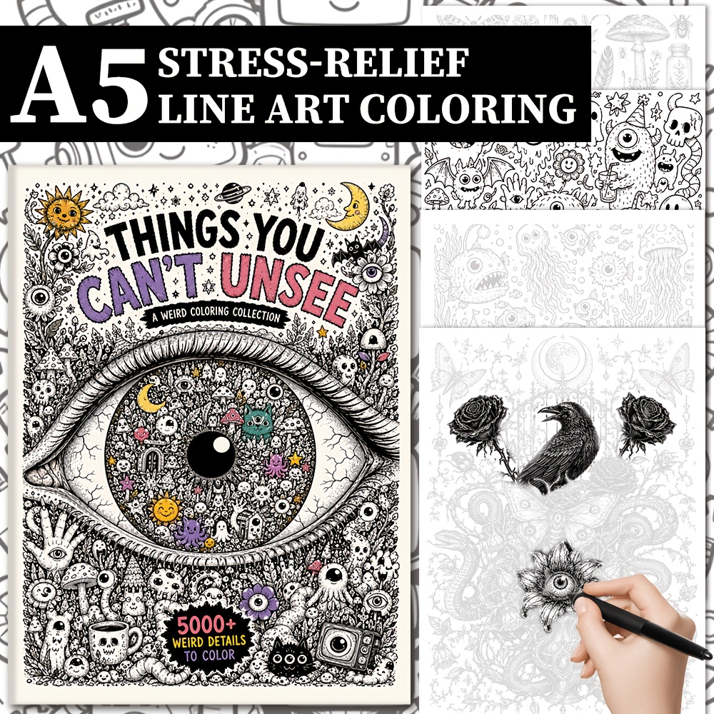 TEMU 1pc Ultra-dense Drawing Copying Coloring Art Book, Containing 5000+ Whimsical Creative Details And Rich Doodle Elements, From Light Copying To