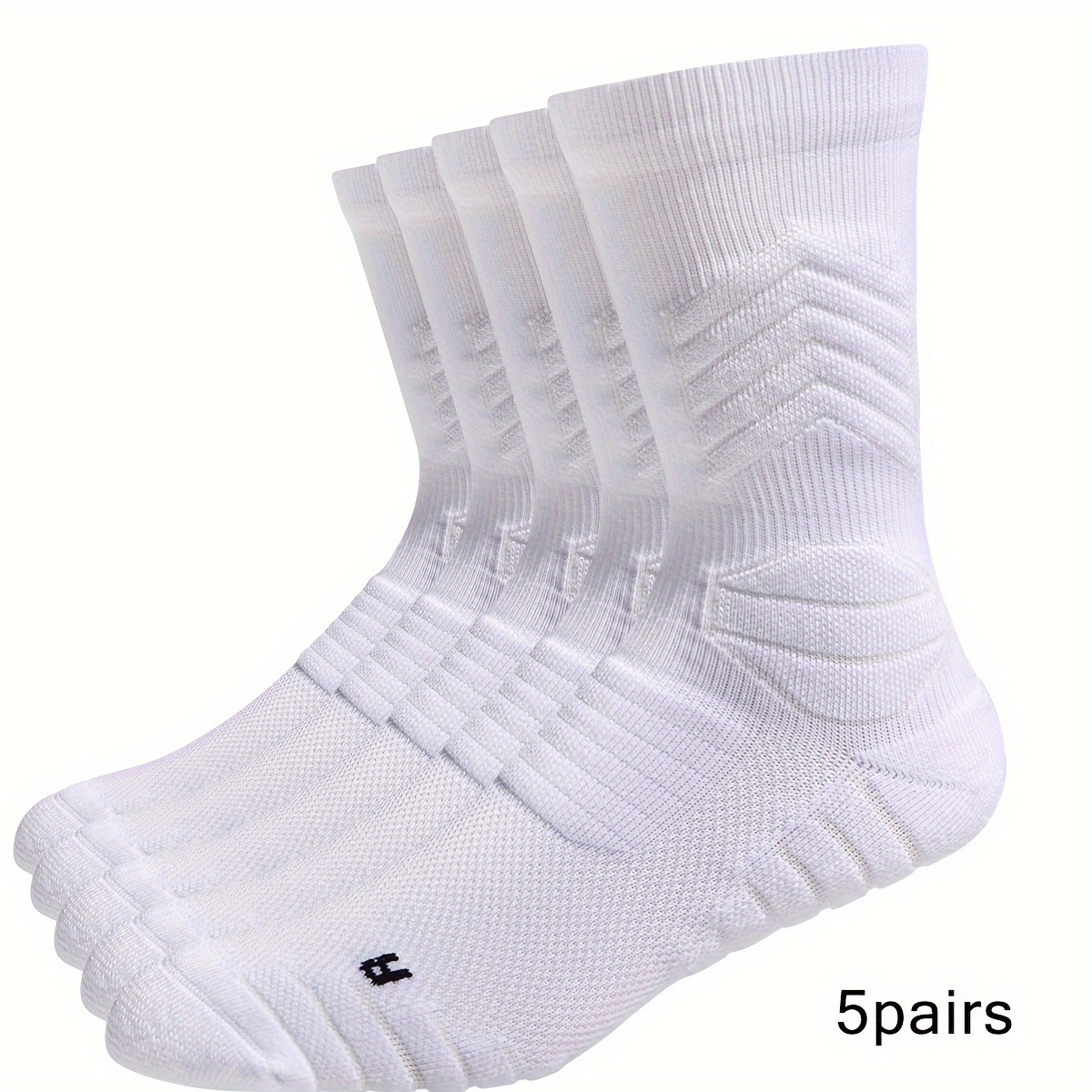 TEMU 5 Pairs Of Men's Crew Socks, Comfy & Breathable, Sport Basketball Socks For Men's Outdoor Activities