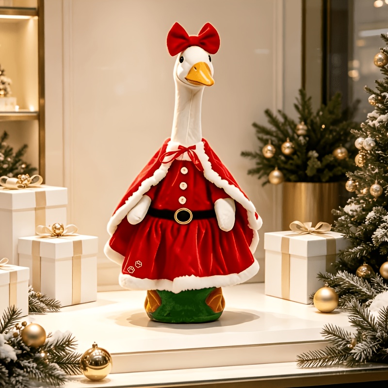 TEMU Exquisite Red Bow Christmas Plush Shawl Gown 3pcs Set, An Adorable Decorative Outfit Designed For 23-inch Porch For Entryway Lawn Decor