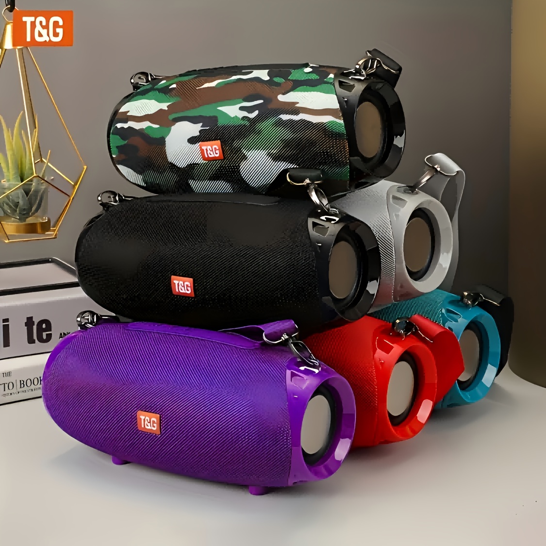 tg534 portable wireless speaker with dual speakers wireless speaker tws stereo   audio hands   fm tf card u disk connect to mobile phone tablet tv support plug in card u disk compatible with tf card usb drive fm built in  
