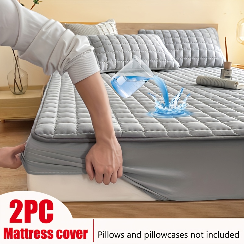 TEMU 2-pack Of Waterproof Mattress Protectors, Deep , Soft And Comfortable, Breathable, Machine Washable, Fully Enclosed Anti-slip Design, Suitable