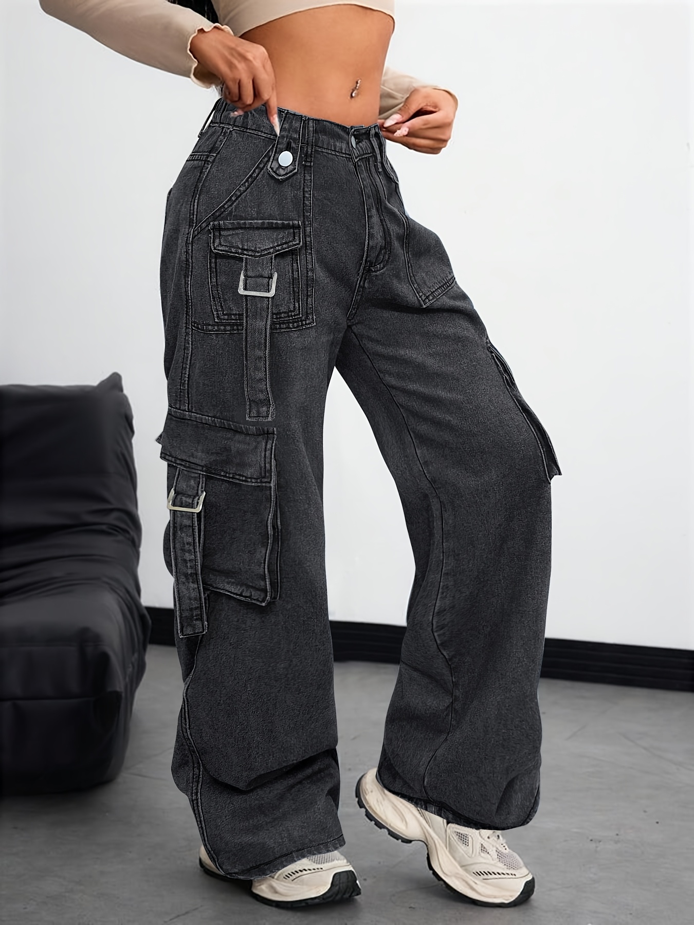 calças de de cintura para mulheres com Temu Brazil