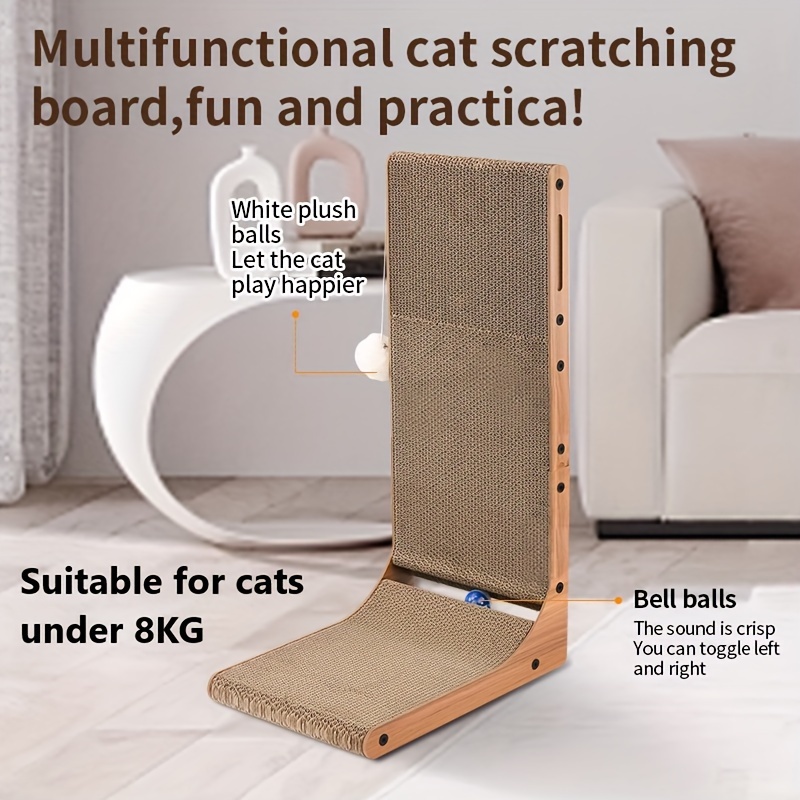 

1pc L-shaped Cat Scratching Board, Furniture Protection Cat Scratch Pad, With Ball Toy For Indoor Cats