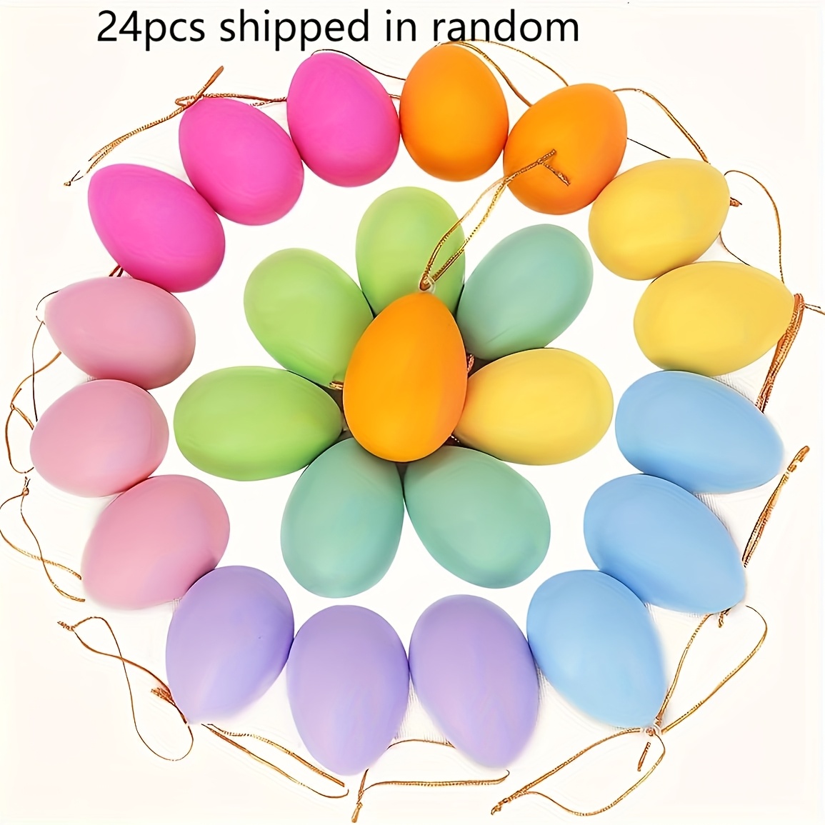 TEMU 4 * 6cm Sets Of 24 Easter Spring Ornaments Eggs, Plastic Easter Eggs, Plastic Easter Eggs In Bulk, Easter Eggs, Plastic Eggs , Easter Basket