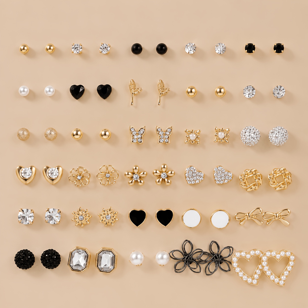 TEMU 30 Pairs Of Fashionable Earrings In Floral, Heart, Bowknot, Round, And Geometric Shapes, With Multiple Non-repeating Styles. Fashionable, Easy,