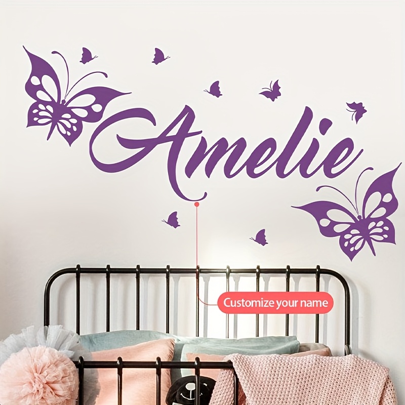 Image of [customization] Classic Purple Creative English Letter Wall Sticker, Self-adhesive Decoration For Bedroom Living Room Study Dining Room, Removable Pvc Mural