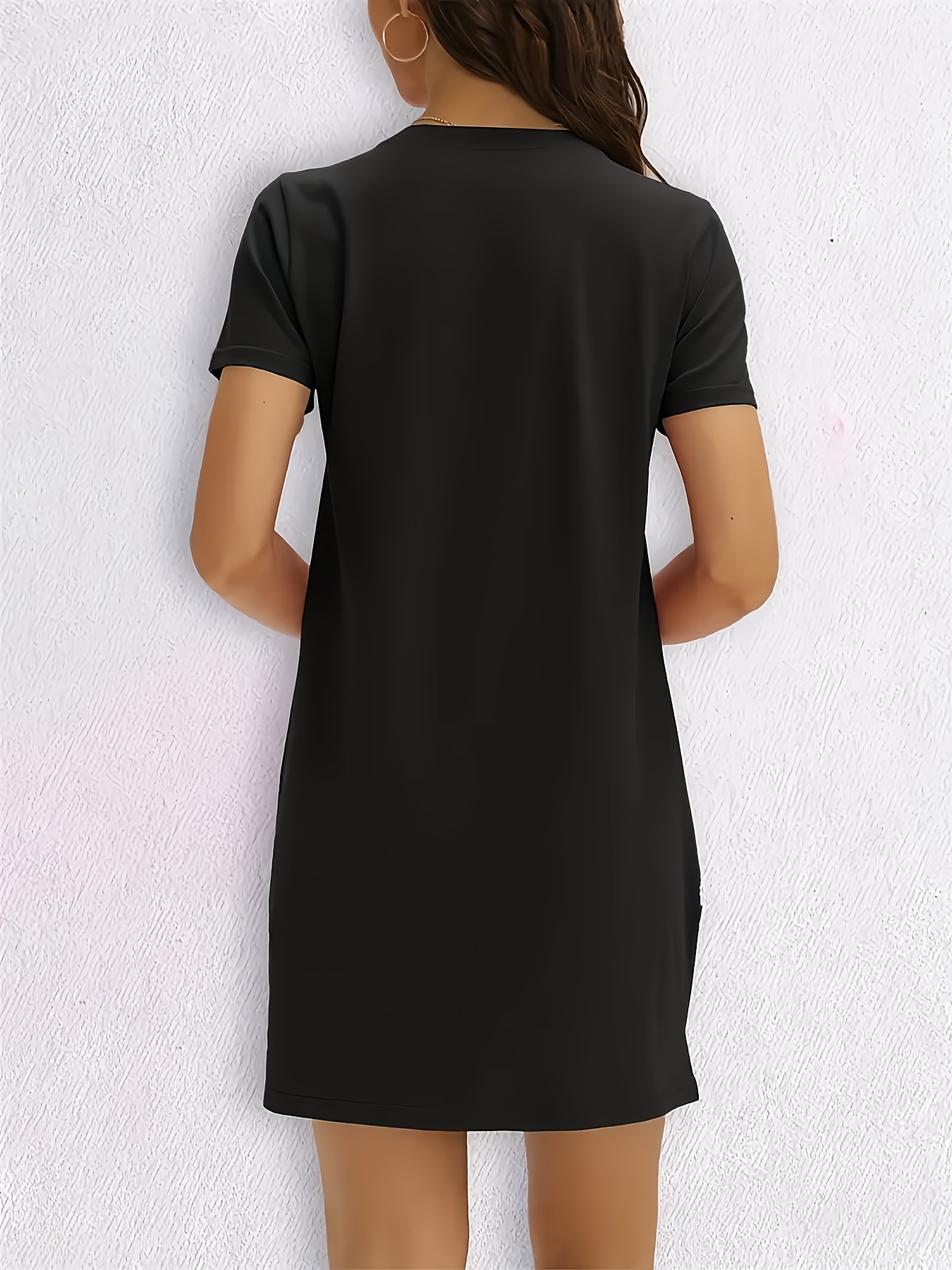 womens casual solid color midi t shirt dress fit round - Temu Hungary