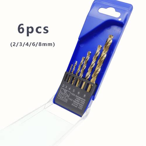 6pcs HSS Twist Drill Bit Set, 2-8Mm High Speed Drill Bits for Metal, Wood, Plastic, Drilling Tool Kit