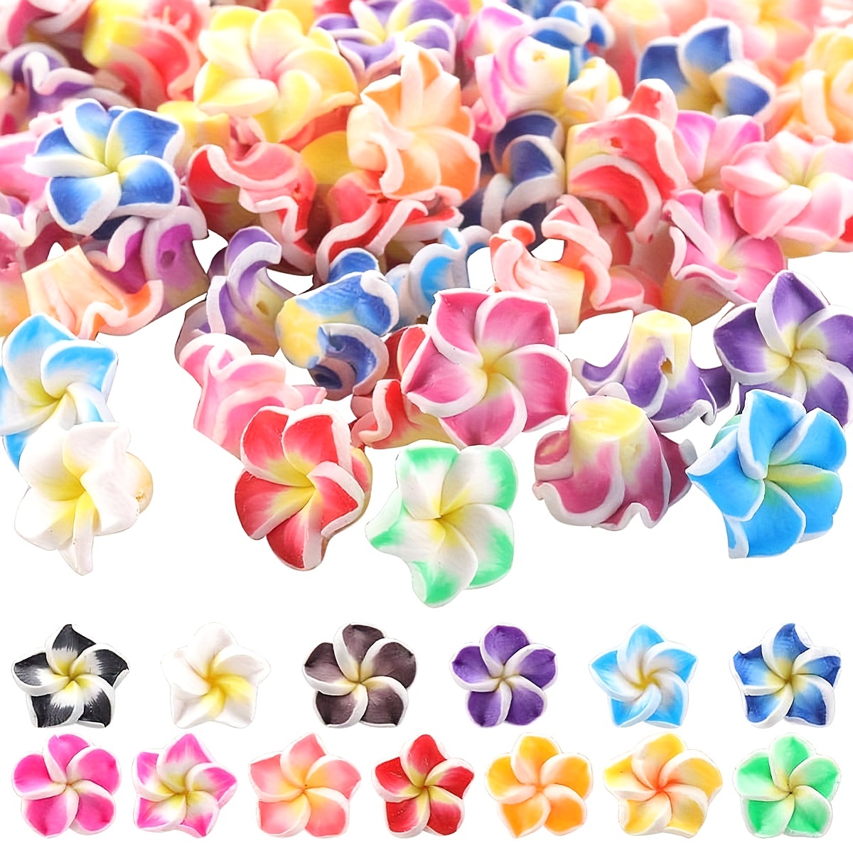 

20pcs Polymer Clay Frangipani Beads, 15x8mm - Hawaiian Spacer Beads For And Earrings Crafting Supplies