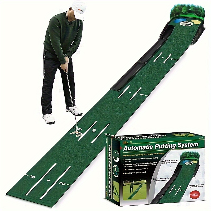 

Golf Putting Green Mat - Golf Putting Mat, 8ft Practice Putting Mat With Lenticular 3d Backplate, Alignment Guides And Ball Return