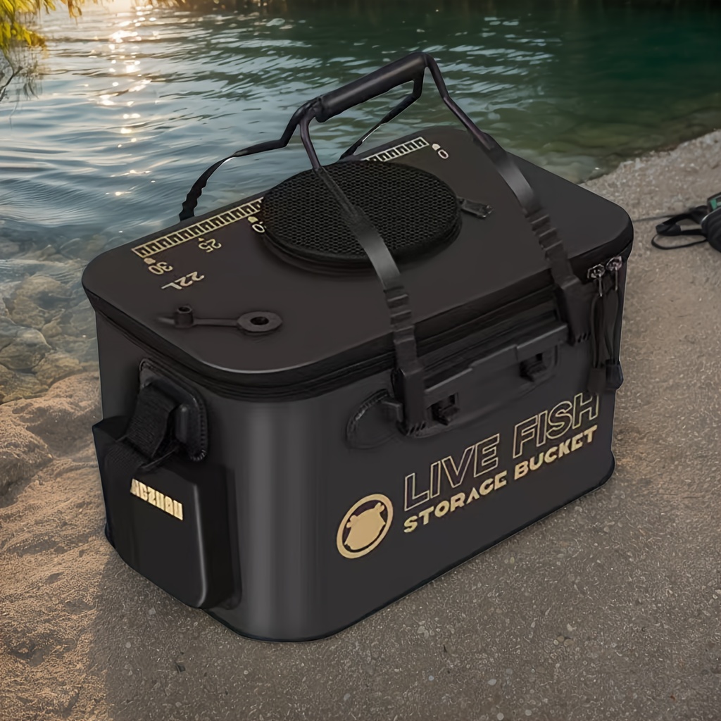 TEMU 1pc Live Fish Bucket Bait Storage Box, Zipper Bait Storage Bucket Suitable For Lake Fishing, Sea Fishing-perfect Gifts For Halloween And Christmas