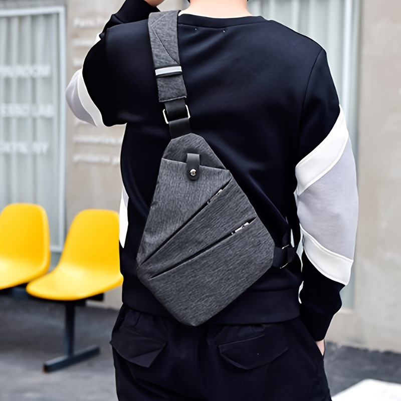 TEMU Multi-layer Men's Chest Bag, Multi-functional Close-fitting Slant Shoulder Bag, Sporty Crossbody Bag For Daily Use