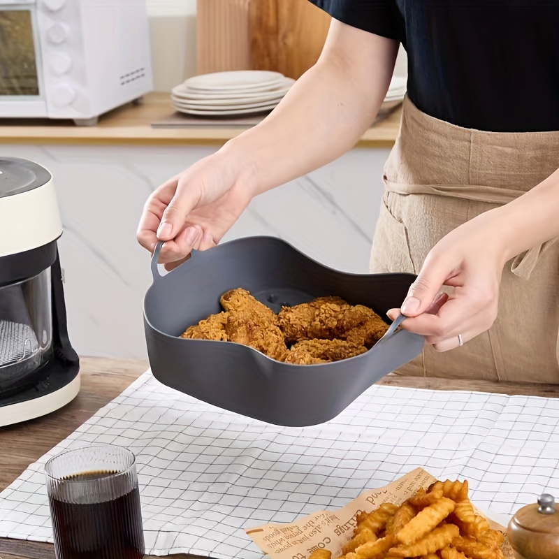 

1pc, Silicone Air Fryer Liner (7.87''), Square Air Fryer Liners Pot, Silicone Basket Bowl, Reusable Baking Tray, Oven Accessories, Baking Tools, Kitchen Gadgets, Kitchen Accessories