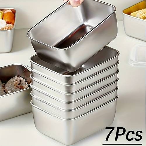 7pcs stainless steel food storage containers with lids stackable oven dishwasher safe durable metal lunch containers for meal prep picnics office home kitchen organization picnic essentials modern kitchenware stackable design sleek kitchenware sturdy construction busy professionals