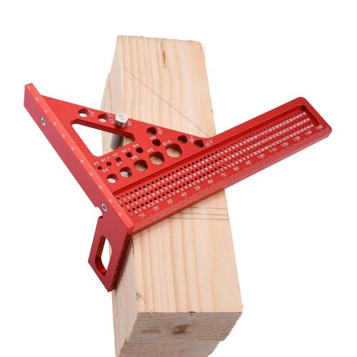 precision red aluminum t square protractor 3d multi angle measuring ruler with t type holes dowel pin industrial woodworking layout tool rust resistant 0 1mm cnc machined for precision measurement triangular ruler aluminum alloy tool