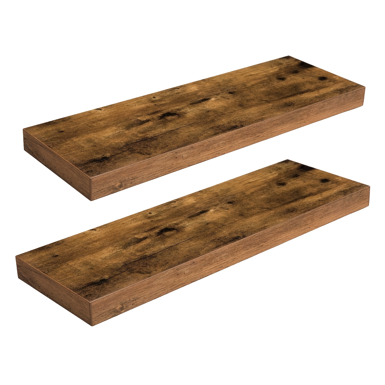 TEMU Set Of 2 Floating Shelves Measuring 23.6 Inches, Featuring Hidden Brackets, Perfect For Decorating Walls In The Bathroom, Bedroom, Toilet,