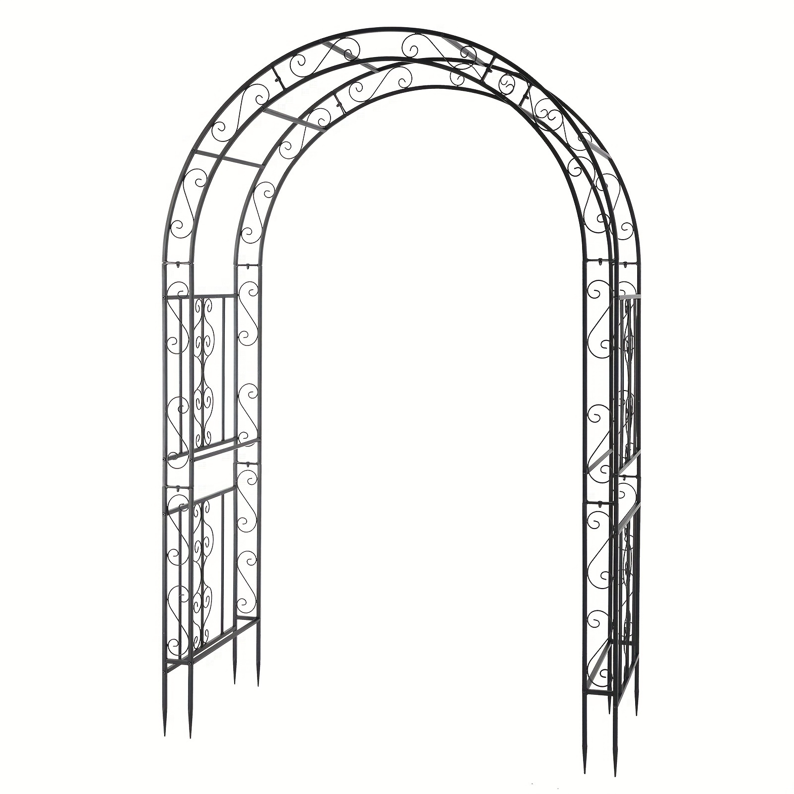 

134*59*213cm Iron Art Arc Top Iron Arch Black