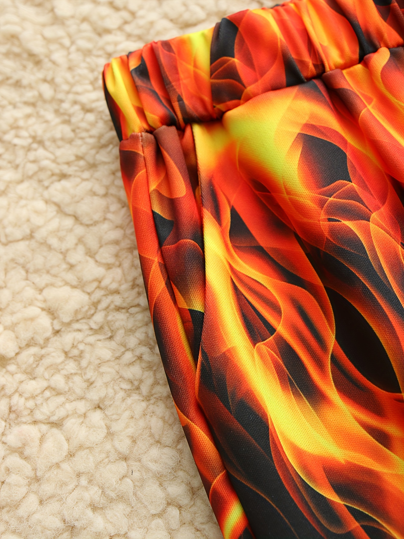 boy's flame pattern pants elastic waist comfy casual loose