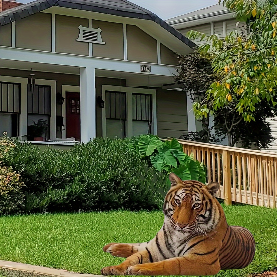 

Outdoor Tiger Statue - 1pc Colorful Acrylic Garden Sculpture, Freestanding Yard Art Decor For Home & Garden