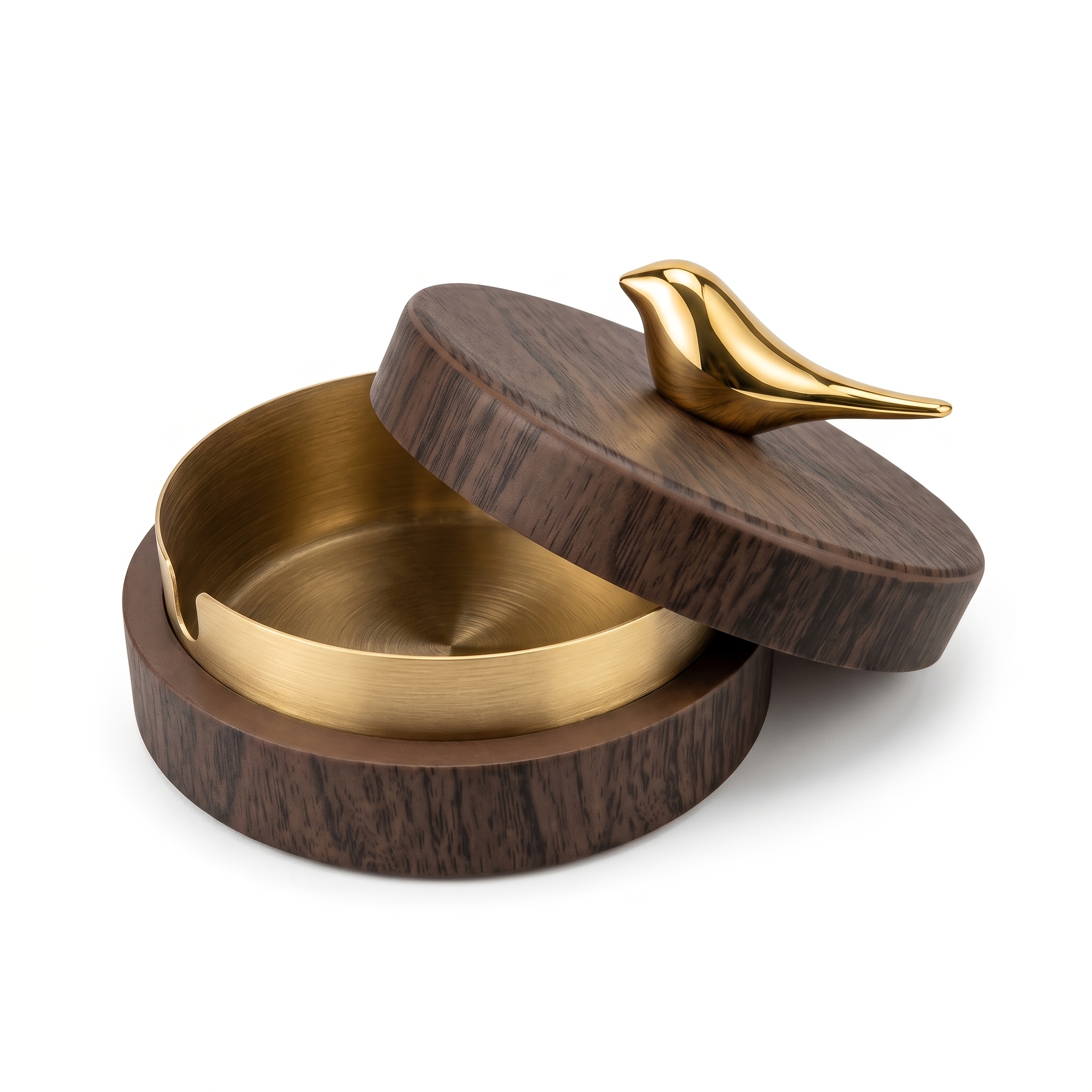 Bird-Shaped Ashtray with Lid, Windproof Ash Holder with Stainless Steel Liner, Easy-To-Clean Wood-Grain Ash Tray for Home Office