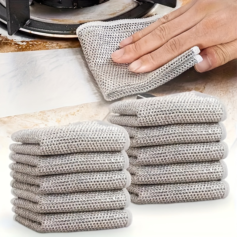 

Wire Grid Dishcloth, Multi- Dish Rag, Stove Sink Wire Dishwashing Mesh Cloth, Steel Wire Scouring Pad, Cleaning Cloth, Grid Oil Rag, Kitchen Stove Dishwashing Pot Cleaning Tool, Kitchen Supplies