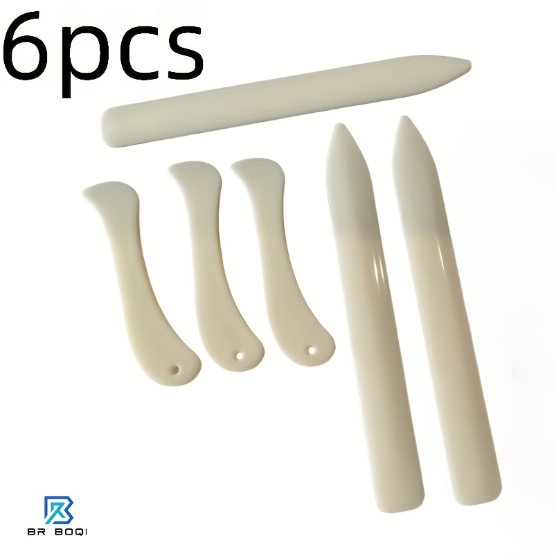 TEMU 6pcs Bone Clip And Scoring Tool, Plastic Paper Folding Tool, Broken Paper Crease Book Binding, Leather Polishing Card Making, Folding Scoring