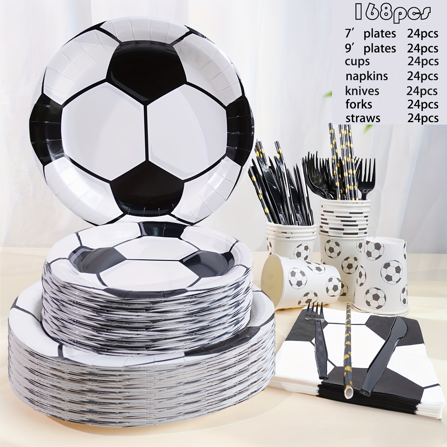 TEMU 168pcs Football Birthday And Holiday Party Supplies Set | American Football Disposable Tableware | American Football | Birthday | Holiday | Game