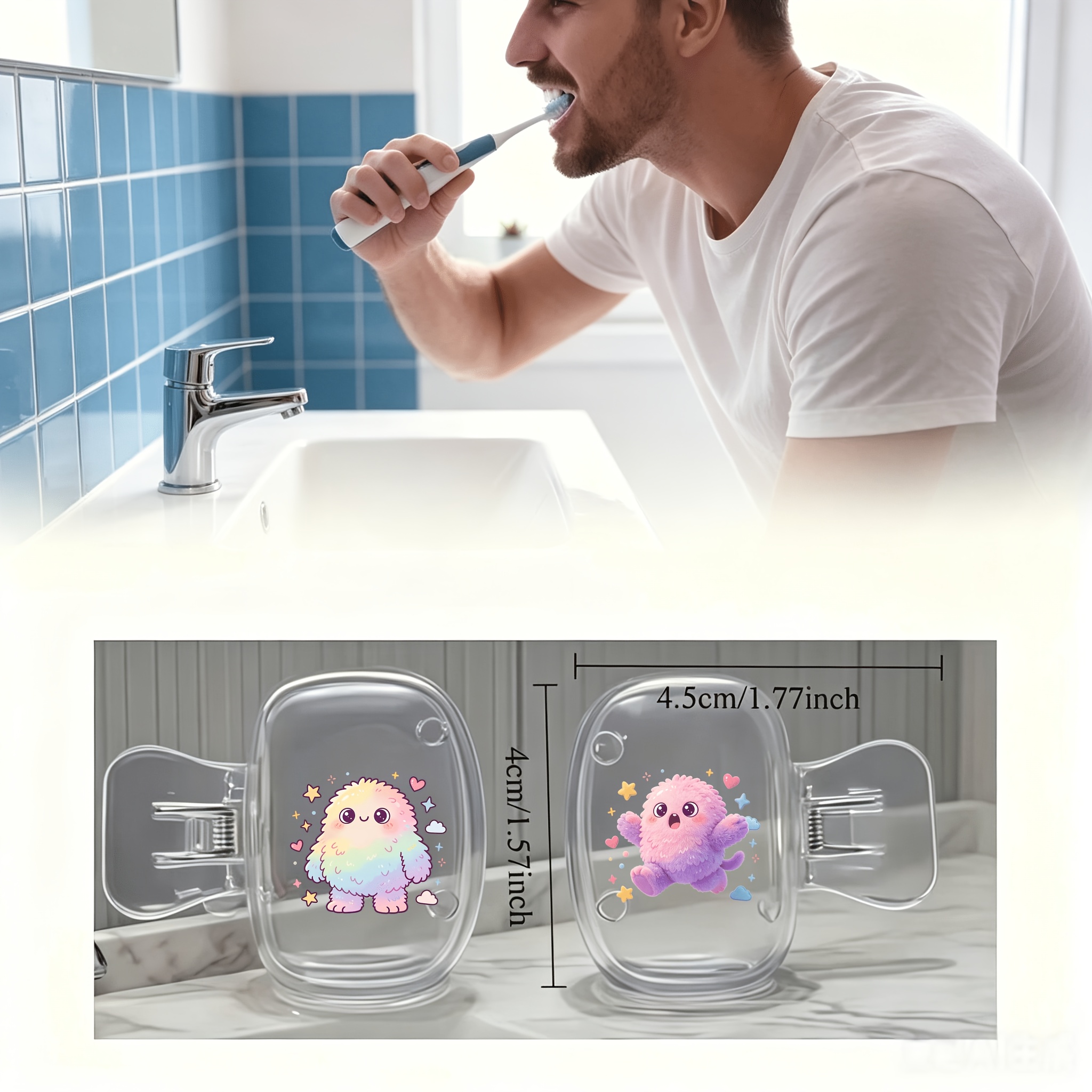 2pcs Rainbow Pom-Pom Little Monsters Toothbrush Set
