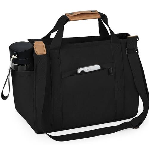 womens professional handbag with tablet pocket zippered compartments lightweight convertible crossbody shoulder clutch purse multiple organizer pockets secure zipper closure elegant black for work travel everyday use easy durable synthetic material